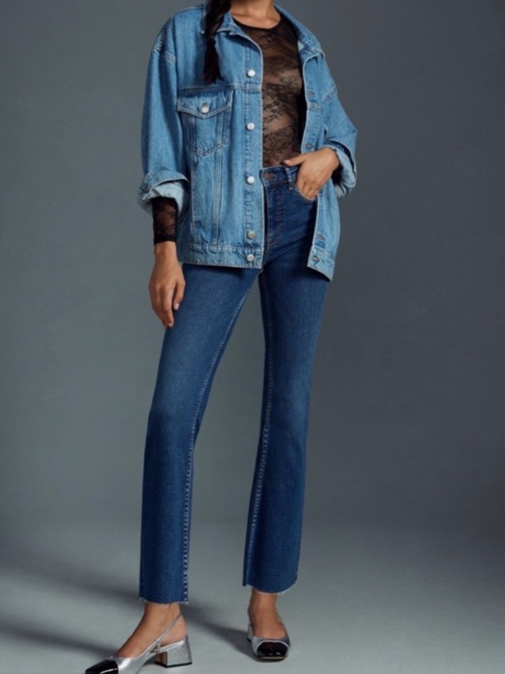 Anthropoligie Yaya Mid-Rise Crop Flare Raw Hem Jeans lemonade Wash 29P